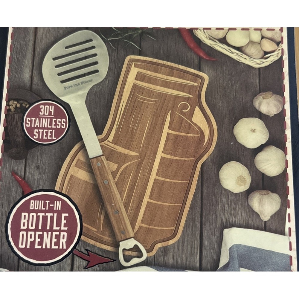 New J.S. Kraftsman Fore The Flavor Wooden Cutting Board & Spatula Set Dad Gift
